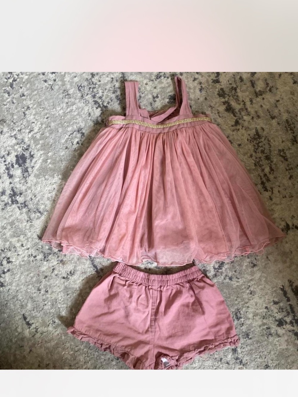 Wildling girls 5 Pink Tulle Tank Dress & Shorts Set
